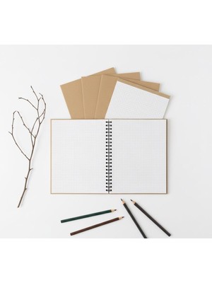 Esila Kağıtçılık Kraft Kapaklı Kareli Defter A5 | Göz Yormaz | 70 Yaprak | Geri Dönüşüm | Vintage