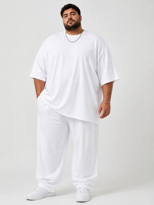 Afri Battal Beden Oversize Beyaz Basic T-Shirt – Rahat Kalıp %100 Pamuk Erkek Tişört