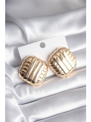 Renas Store Pirinç Gold Renk Işleme Detay Kadın Küpe 5886