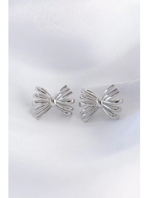 Renas Store Pirinç Gümüş Renk Fiyonk Küpe - TJ-BKP8931