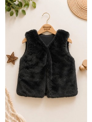 Dinamik çocuk Kız Çocuk Peluş Yelek Yumuşak Dokulu Kışlık Şık Kürk Görünümlü 2-5 Yaş