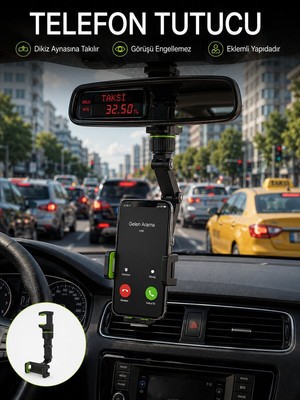Marsilyan Ayarlanabilir Dikiz Aynası Telefon Tutucu Görüş Açısını Engellemeyen Araç A - MCT7724-9940