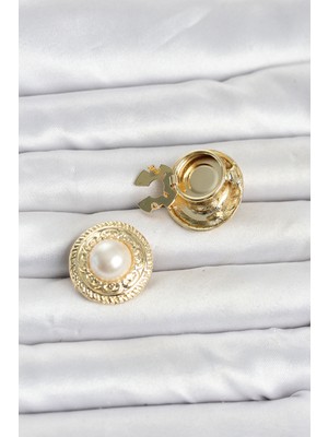 Renas Store Gold Renk Incili Model Düğme Veya Manşet Broşu TJ-BR487