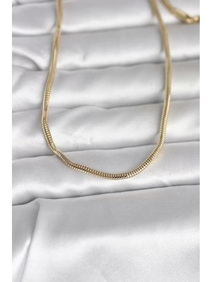 Renas Store cm 14K Gold Renk Yılan Zincir Model 60 cm Kadın Kolye - TJ-BKO10995