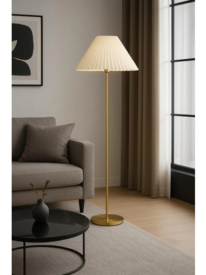 Venüs Nova Venüs Acrux | Modern Eskitme Metal Lambader | Krem Konik Kırma Pvc Başlık | Ayaklı Aydınlatma
