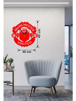 TeknoKapsül Manchester United Logolu Ahşap Duvar Saati - 40X40 cm Taraftar Hediyesi