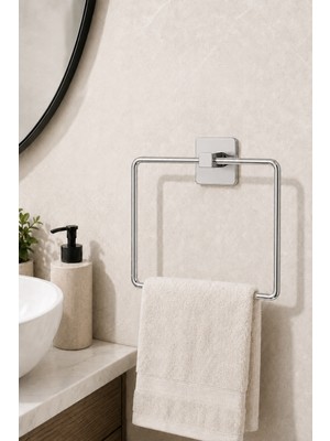 Flextail Kare Havluluk Yapışkanlı Delmesiz Matkapsız Metal Paslanmaz Çelik Banyo Askılığı El Havluluğu