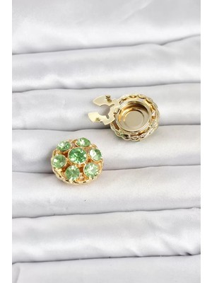 Renas Store Yeşil Zirkon Taşlı Düğme Veya Manşet Broşu TJ-BR484