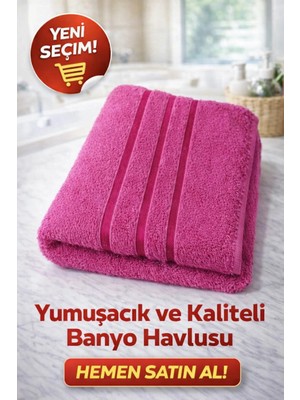 Şazeli Havlu Büyük Banyo Havlusu 1 Adet Pembe (141X99 Cm)Kaliteli Kullanışlı Güzel Şık Yumusak % 100 Pamuk Cotton