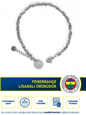 Fenerbahçe Fb Çift Halka Çelik Bileklik Paslanmaz Çelik Malzeme ile Dayanıklı ve Şık Tasarım