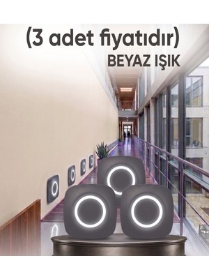 Econa 3 Adet Kare Sensörsüz Beyaz Işık LED Spot Merdiven Basamak ve Koridor Armatürü