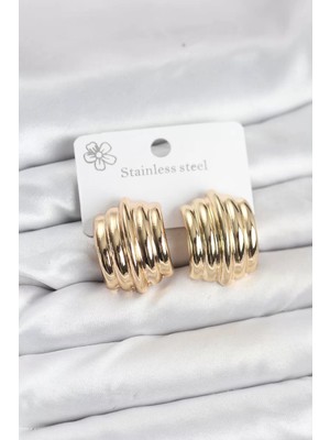 Renas Store Vintage Model 316L Çelik Gold Renk Kadın Küpe - TJ-BKP11579