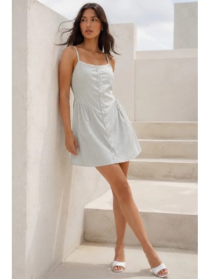 Mint Yeşili Pötikareli Kadın Mini Elbise MG2387