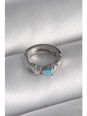 Belirtilmemiş 316L Çelik Gümüş Renk Zirkon Taşlı Boncuk Detay Tragus Piercing