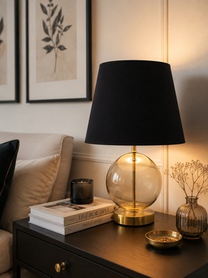 Denaro Home Palla Gold Cam Abajur Dekoratif Masa Lambası