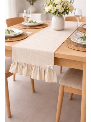 Kai Home Pamuklu Ham Keten Fırfırlı Runner 50X150CM