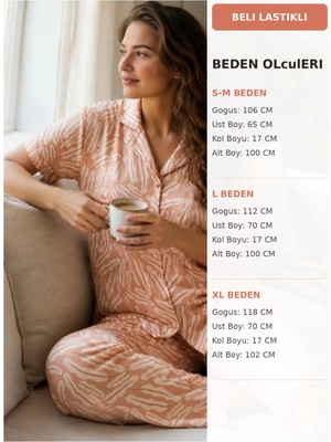 Pijamoni Bijama Takımı Yavru Agzı Milan Kumaş Önden Demmeli 1 Adet Gömlek Yaka Kısa Kollu Kaliteli Kullanışlı Şık Güzel