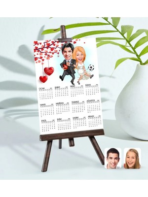 Usm Bk Gift Kişiye Özel 15X21 cm Fotoğraf Kartlı Sevgililer Karikatürlü Şövaleli 2023 Takvim -15