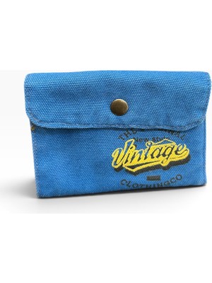Old Cotton Cargo Vintage Bez Kumaş Unisex Cüzdan New Rialto Mavi