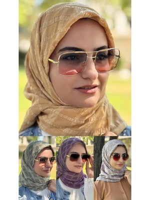 ALDAIYR 4 Jakarlı Pamuk Caz Eşarp 120X120 Pamuk Ikinci Desen