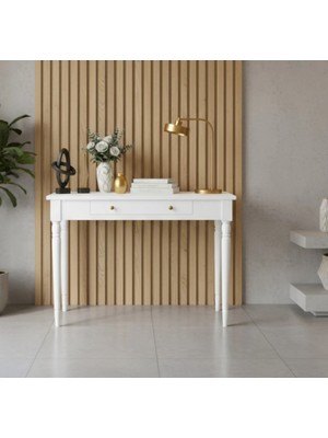 Roys Ahşap 110 cm Masif Tornalı Beyaz Dresuar