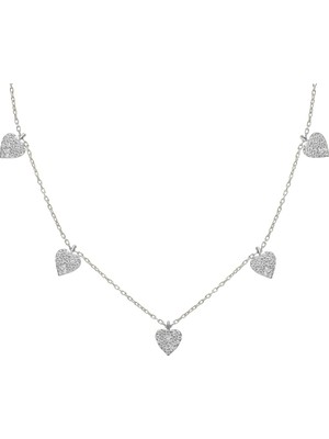 Eva Pırlanta Sallantılı Kalp Kolye 718918 Silver