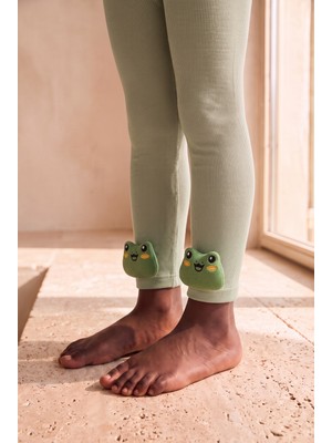 Bony Socks Çocuk Kurbağa Aksesuarlı Içi Havlu Tayt