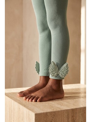 Bony Socks Çocuk Kanat Aksesuarlı Içi Havlu Tayt Yeşil