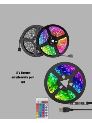Renas Store Smart Şerit LED Işık – Uzaktan Kumandalı, USB Girişli, Müzik Modlu