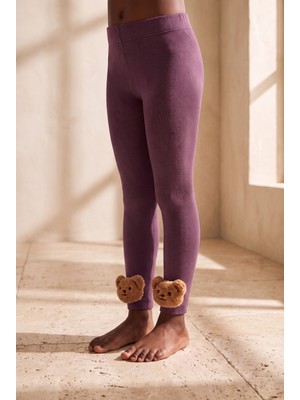 Bony Socks Çocuk Teddy Aksesuarlı Içi Havlu Tayt Gül Kurusu