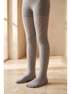 Bony Socks Kız Çocuk Gri Beyaz Renkli Desenli 2'li Külotlu Çorap