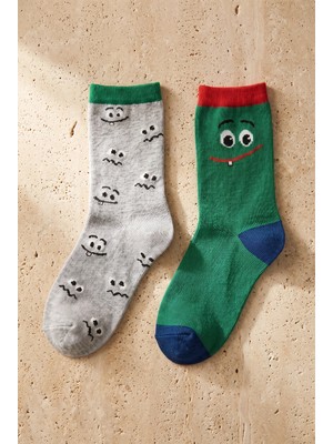 Bony Socks Göz Desenli Çocuk Soket Çorap