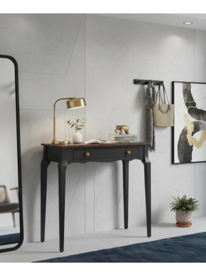 Roys Ahşap 110 cm Masif Konik Siyah Ceviz Dresuar