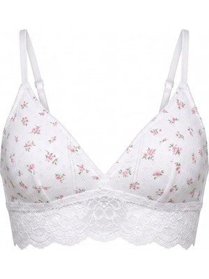 Bonbon Kadın Pointel Çiçek Desenli Ribana Kumaş Dantel Detaylı Bralet BB2763