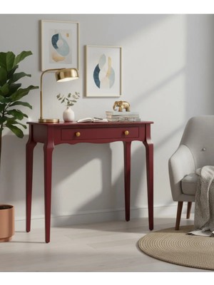 Roys Ahşap 85 cm Masif Konik Bordo Dresuar