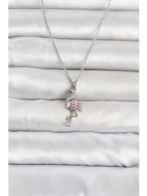 Renas Store 316L Çelik Zincir Gümüş Renk Flamingo Model Kadın Kolye TJ-BKO11107