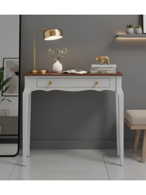 Roys Ahşap 120 cm Masif Konik Açık Gri Ceviz Dresuar