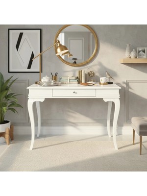 Roys Ahşap 120 cm Masif Rustik Beyaz Dresuar
