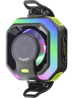 Uravas Store Manyetik Telefon Soğutucu Fan Rgb Isı Göstergeli Siyah JS86