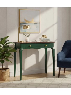 Roys Ahşap 85 cm Masif Konik Yeşil Ceviz Dresuar