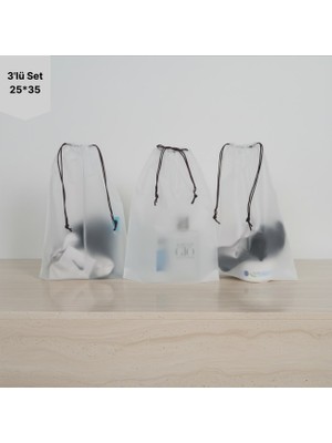Meapuff 3lü Set 25*35CM (Medium) Su Geçirmez Büzme İpli Tatil Çantası 