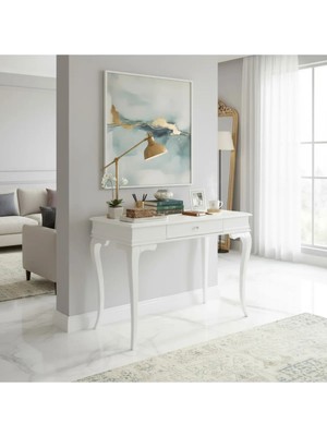 Roys Ahşap 80 cm Masif Rustik Beyaz Dresuar