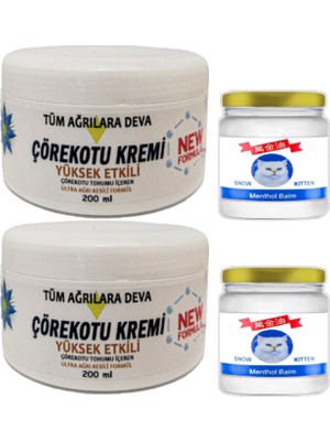 TeknoKapsül Çörek Otu Kremi White Box 2 Adet 200 ml + 2 Adet Snow Kitten 50 ml Menthol Balm / Seti