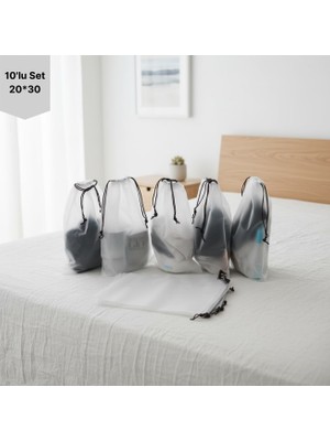Meapuff 10LU Set 20*30CM (Small) Su Geçirmez Büzme İpli Tatil Çantası 