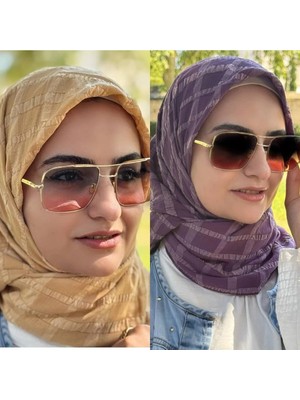 ALDAIYR 2 Jakarlı Pamuk Caz Eşarp 120X 120
