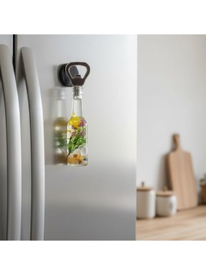 Bg Store Dekoratif Cam Şişe Şeklinde Manyetik Açacak – Buzdolabı Mıknatıslı, Metal Kapak Açacağı, Şık Mutfak ve Bar Aksesuarı