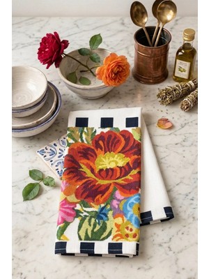 Aymira Home Dekoratif Mutfak Pamuklu Fırın Havlusu Özel Desenli 35X50 cm Yıkanabilir