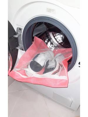 Renas Store Pembe Fermuarlı - Hassas Çamaşır Terlik  Ayakkabı Yıkama Filesi Büyük Boy