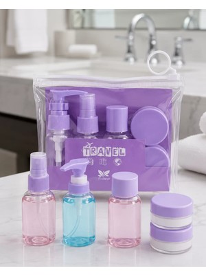 Renas Store Şeffaf Seyahat Dolum Şişesi Seti 5 Parça Kozmetik Organizer