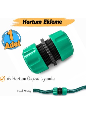 Badem10 Lüks Hortum Bağlantı Ekleme Aparatı 1/2" Güçlendirilmiş Plastik Tamir Adaptörü